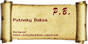 Putnoky Baksa névjegykártya